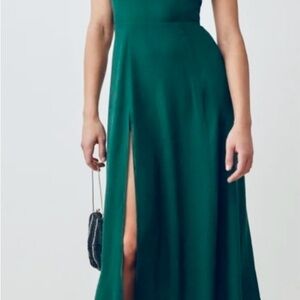 Reformation Elegant Green cap sleeve  dress